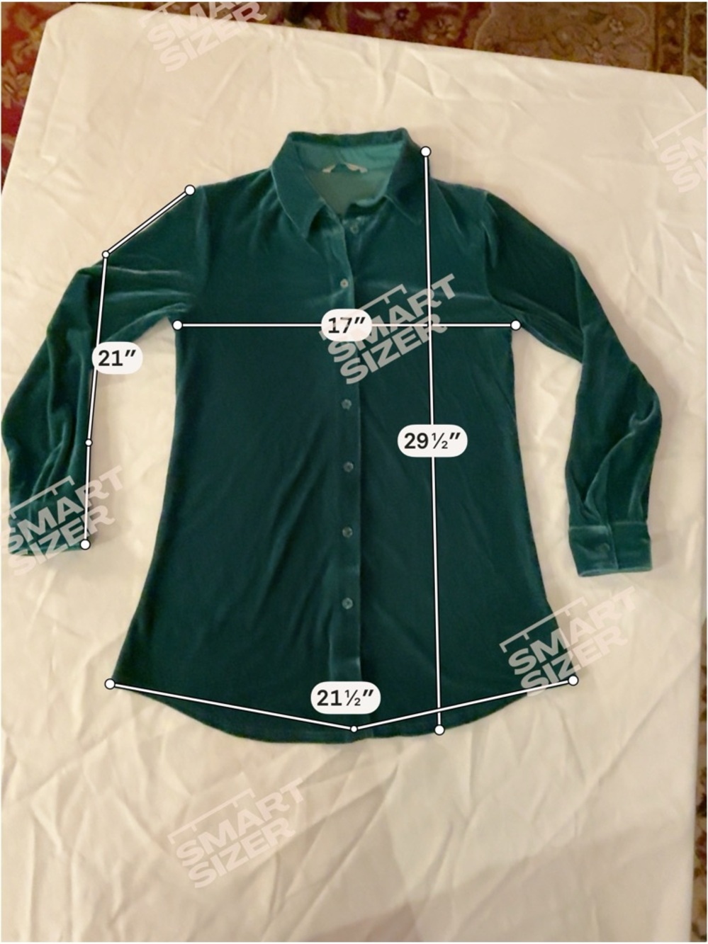 Soft Surroundings Teal Velvet Top with Coral Label - Picture 3 of 4